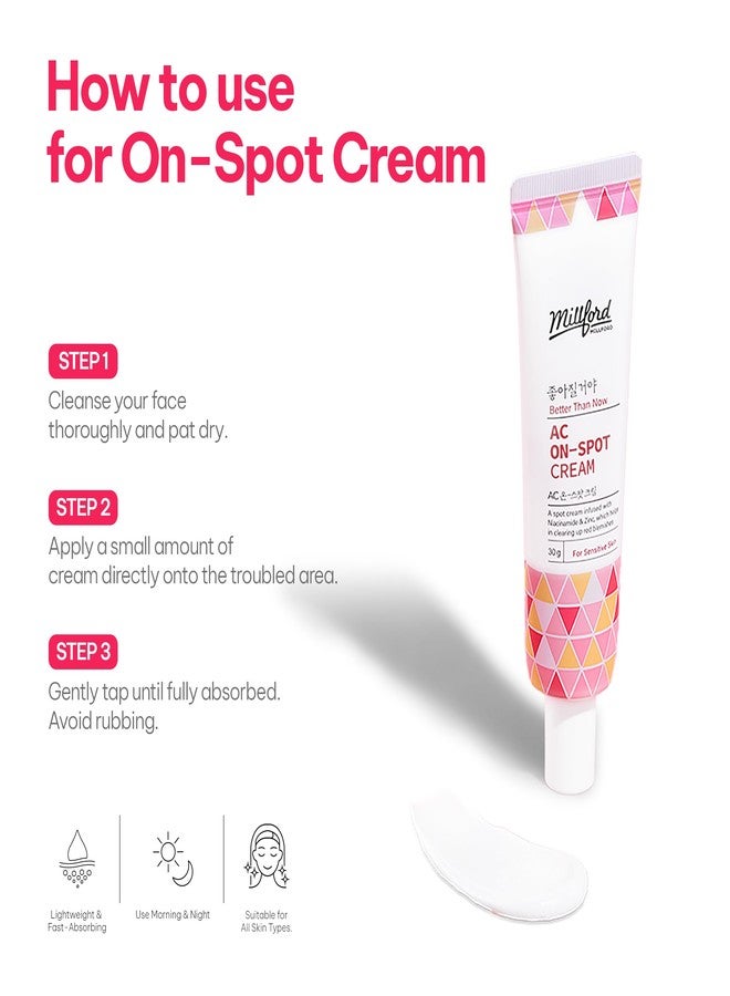 Millford AC On-Spot Cream 30g/1.05 Oz, Zinc Oxide 10%, Niacinamide 2% for Active Skin Repair, Acne Spot Treatment for Face, Blemish Care, Dark Spot, Korean Skincare for Sensitive & Acne-Prone Skin - Image 5